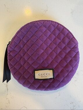 Gucci Purple Quilted Round Cosmetic Case